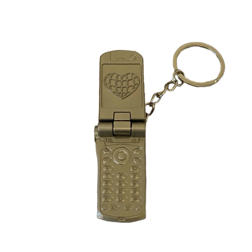 Y2K Flip Phone Metal Keychain Bag Charm